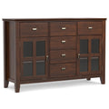SIMPLIHOME Artisan Buffet - 54 inch Wide Solid Wood 3-Door Sideboard Buffet in Russet Brown, Transitional Storage Cabinet for Di