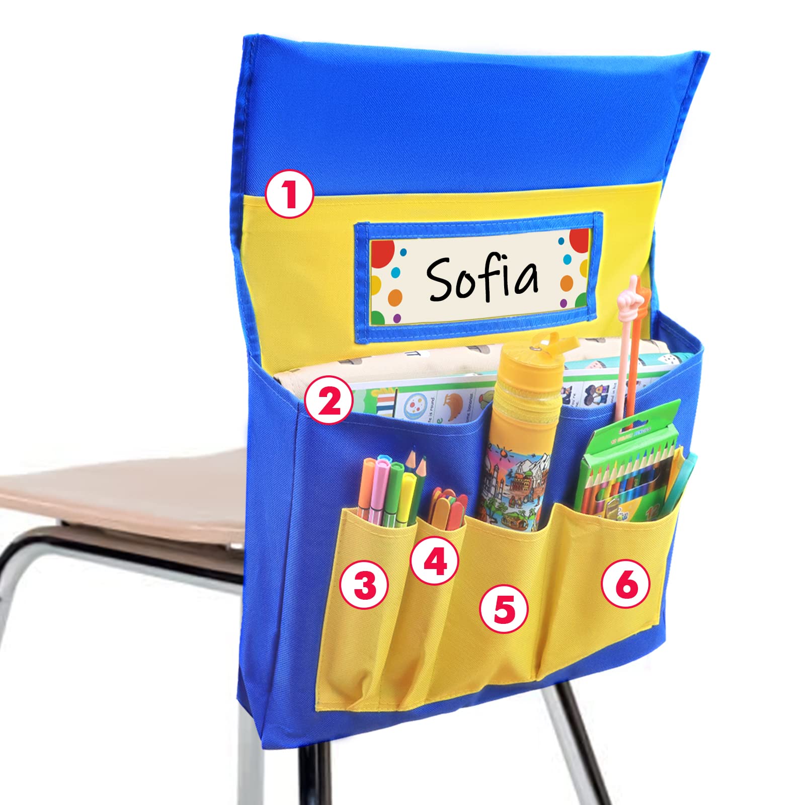 Vnom Chair Back Pocket School Seat Chair Storage Pocket Organizer With Label Slot Multiple Pockets For School Home Classroom Pre