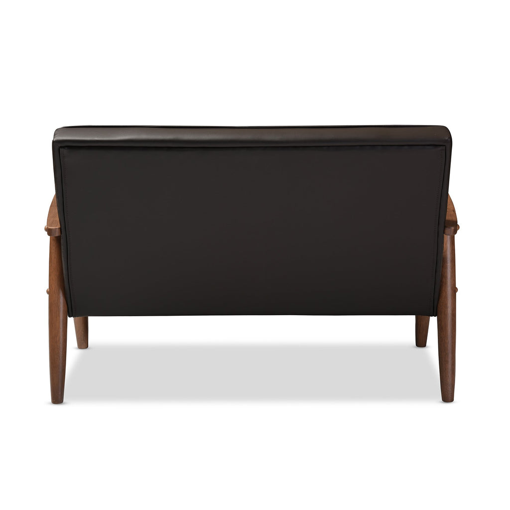 Baxton Studio Sorrento Love Seats, 2 Seater, Brown