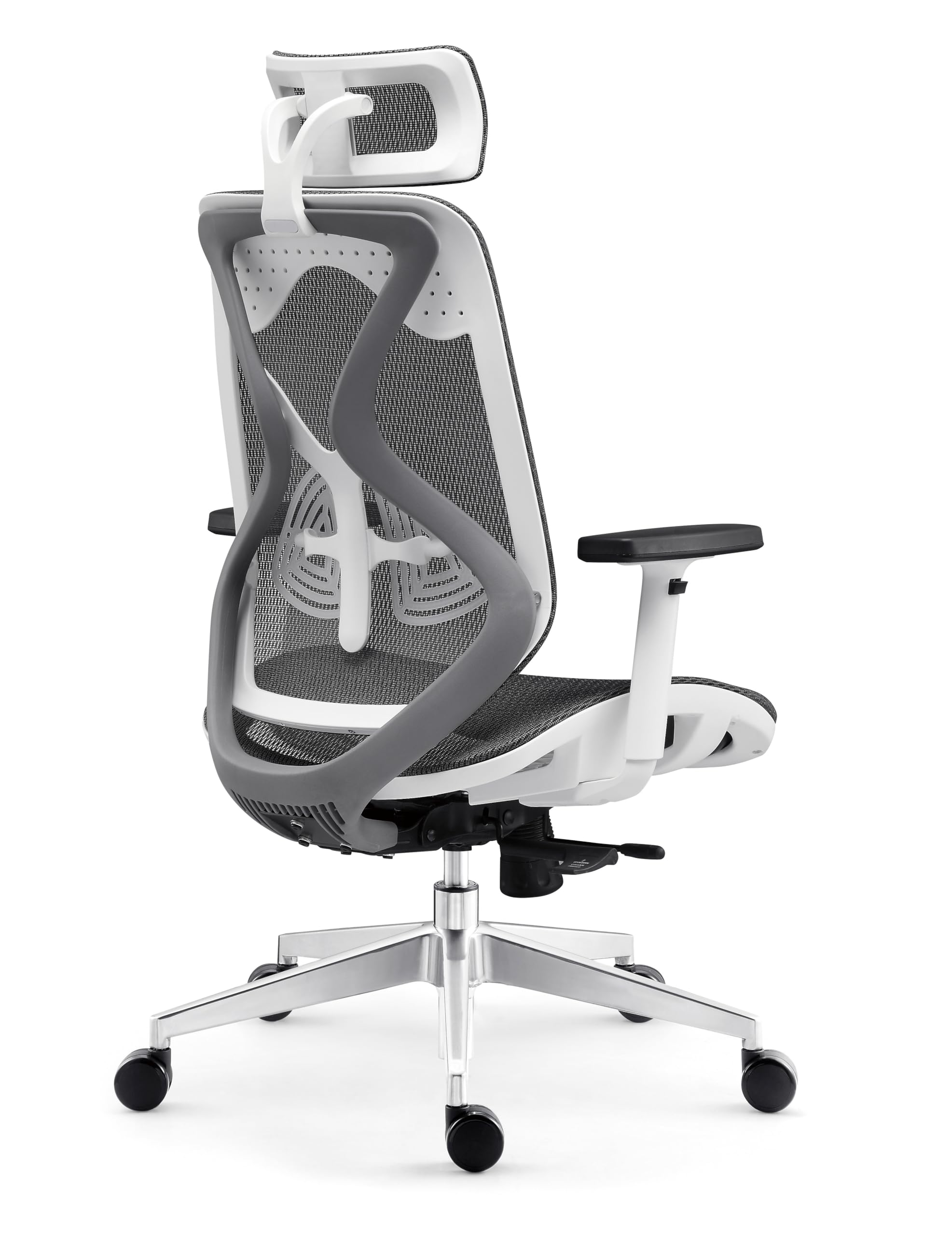 Innowin Berlin Ergonomic High Back Chair For Office & Home With Seat Slider Mechanism & Aluminum Base (Grey White, Nylon)| 3 Yea