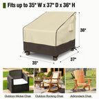 Mr. Cover Patio Chair Covers Waterproof, Outdoor Furniture Covers For Rocking & Adirondack Chairs, Fits Up To 35'W X 37'D X 36'H, Moisture-Proof & Uv-Protection, Brown & Khaki, 2 Pack