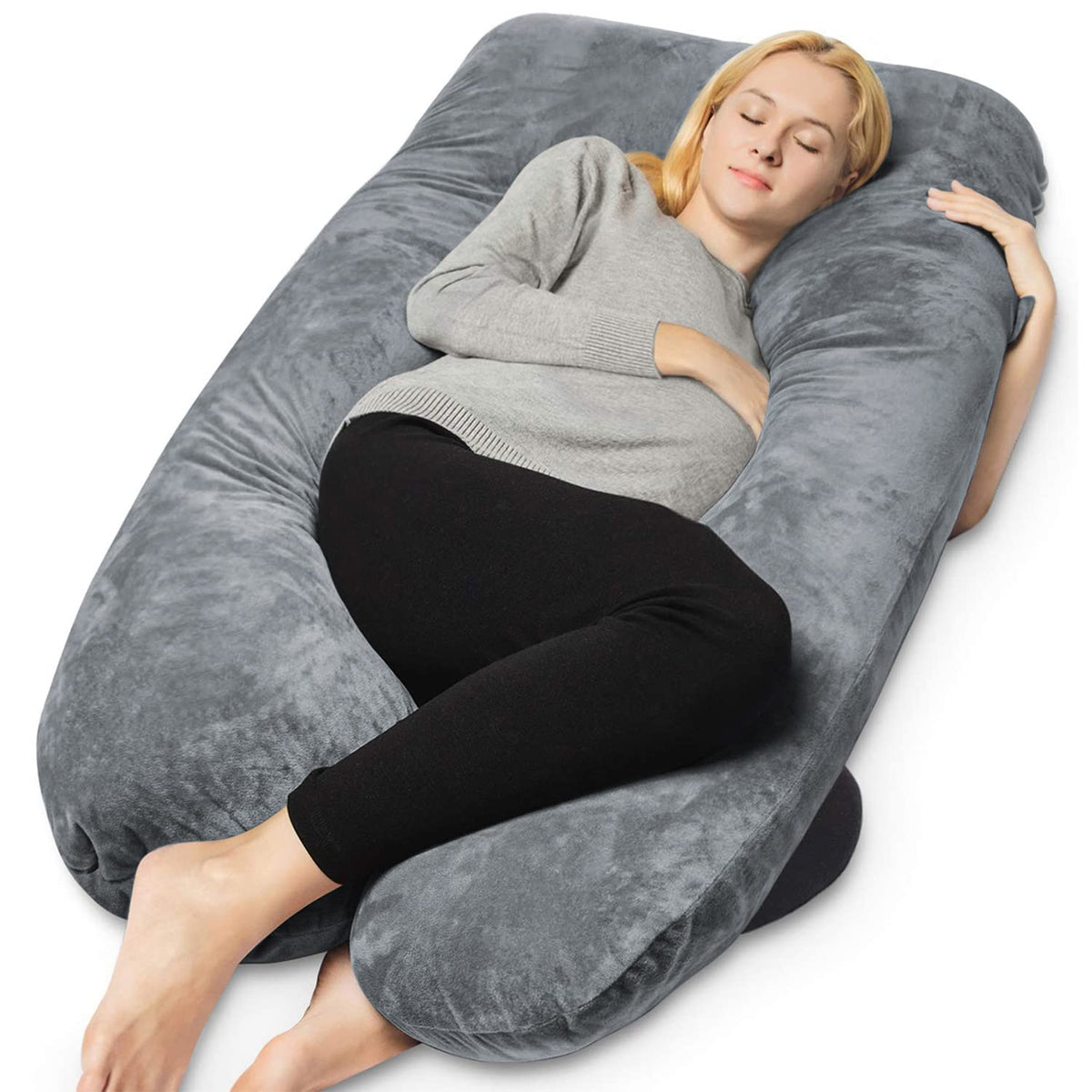 Queen Rose Pregnancy Pillows, U Shaped Full Body Pillow For Sleeping Support, 55 Inch Maternity Pillow For Pregnant Women With R