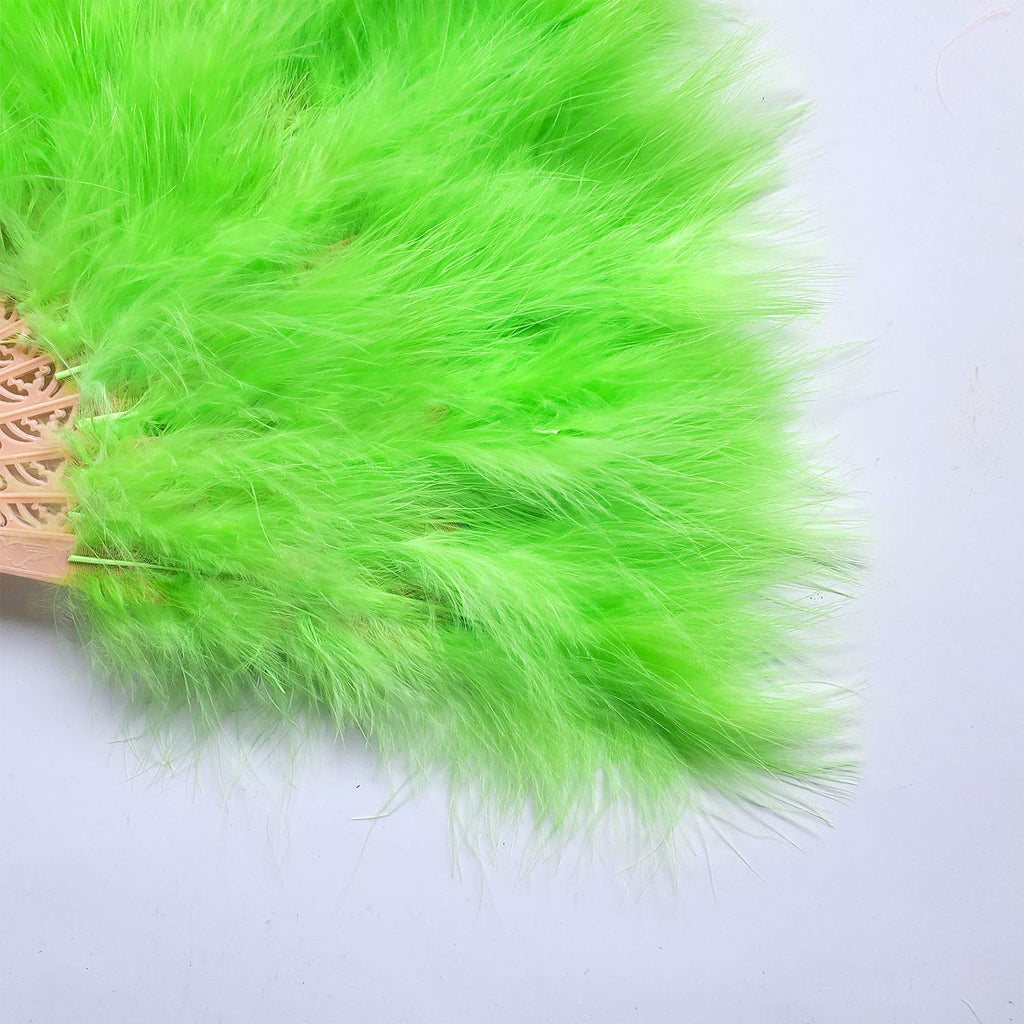 Happy Feather Handheld Marabou Feather Fan, 1920S Vintage Style Flapper Hand Fan For Costume Party And Dancing-Green