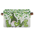 HOYYU St Patricks Day Gnome Storage Basket  Shamrock Clovers Cute Fabric Laundry Shelf  Large Foldable Storage Box Cube With 