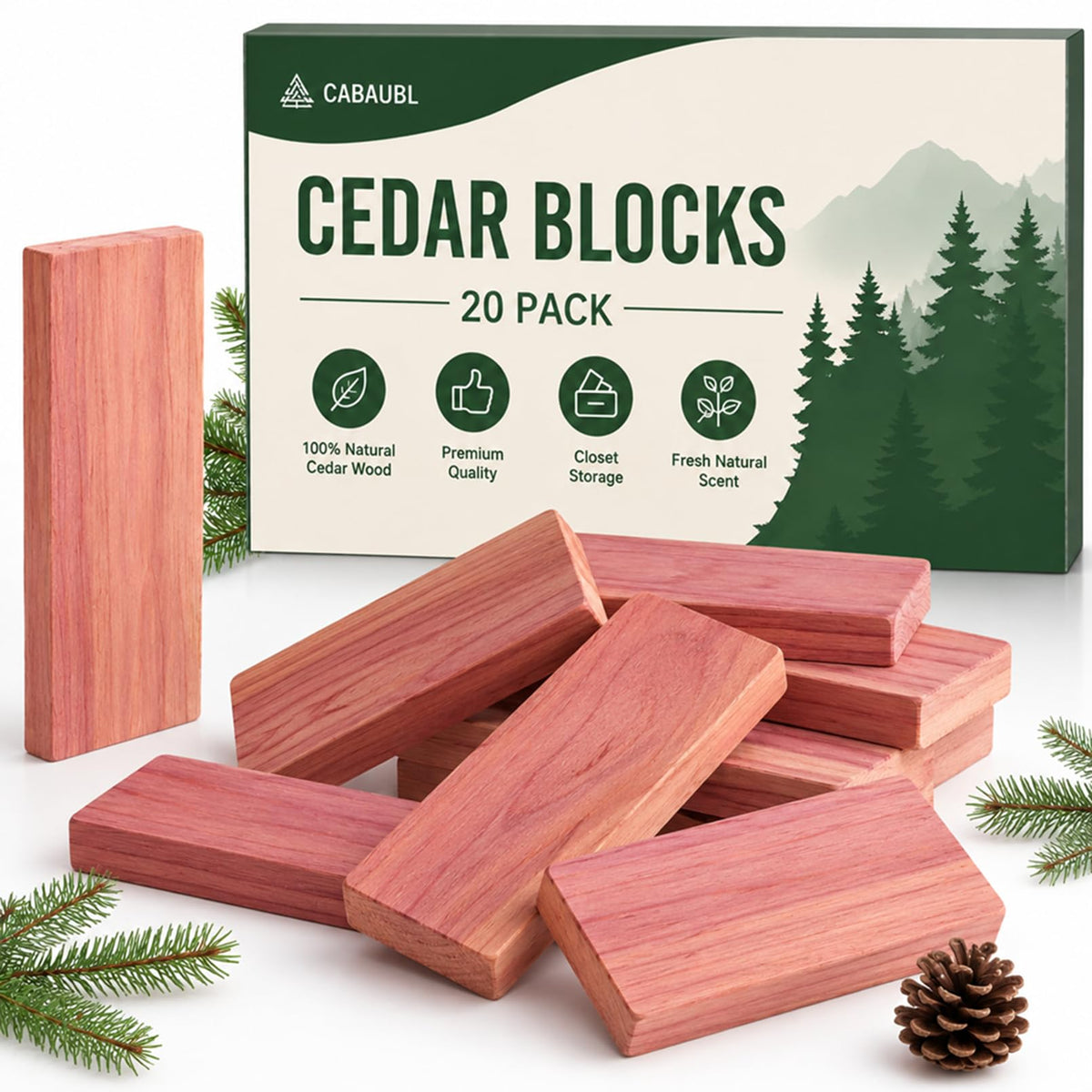 Cedar Blocks for Clothes Storage,20pcs Red Aromatic Cedar Blocks