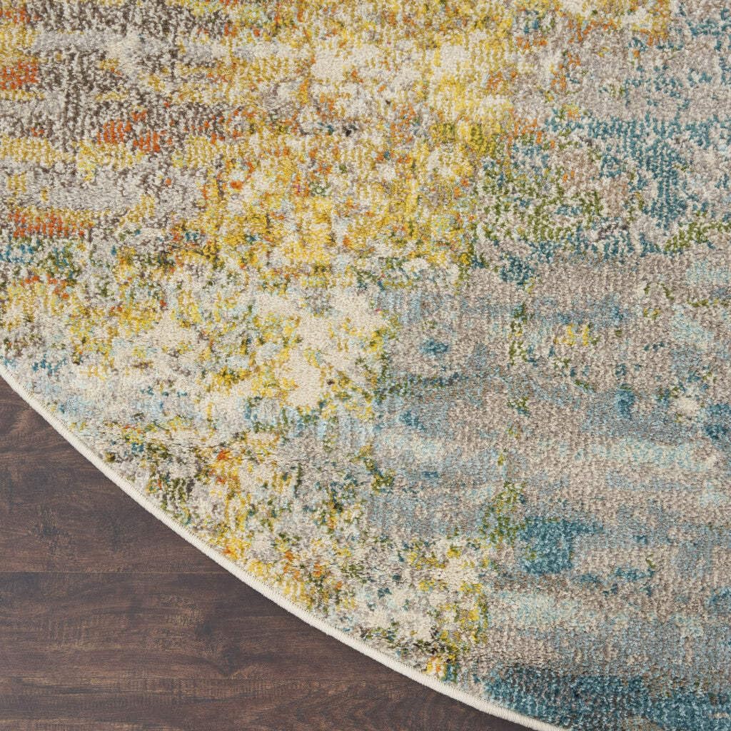 HomeRoots 527672 10 ft. Green Abstract Power Loom Round Area Rug