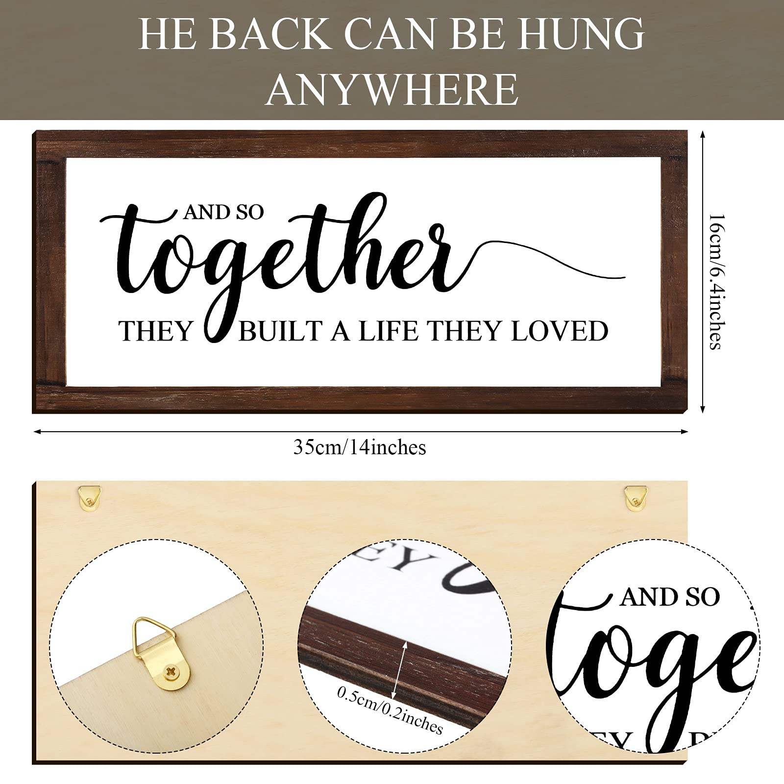 Together They Built A Life They Loved Sign 14 X 6.4 Inches Farmhouse Wall Decor Rustic Modern Framed Wood Sign Hanging Plaque Fo