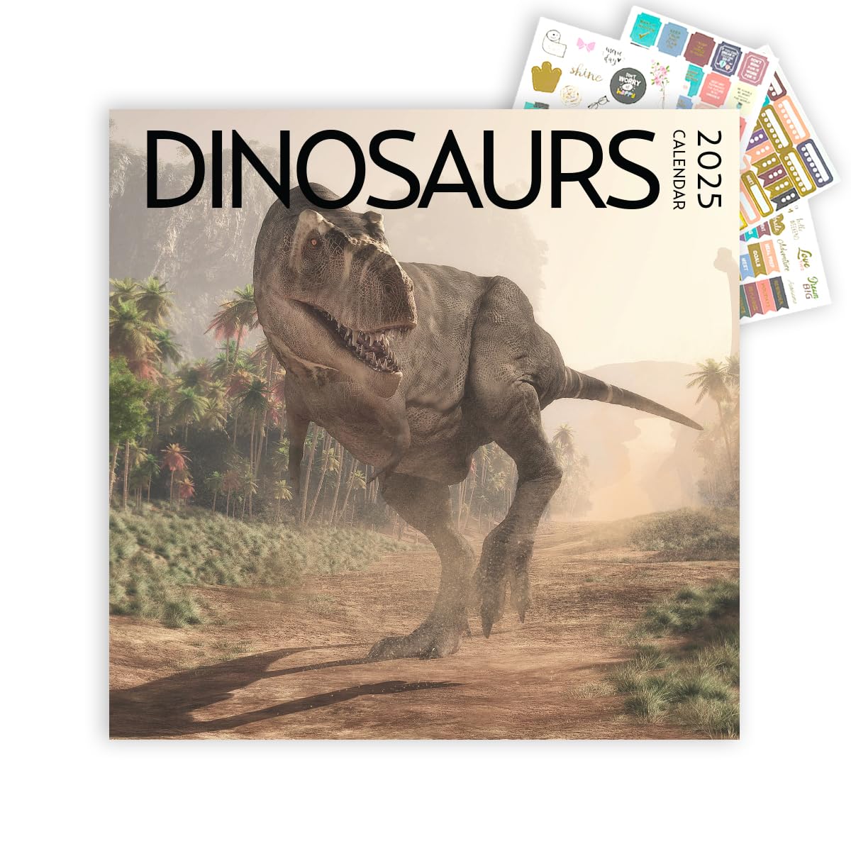 2025 Dinosaur Large Wall Calendar With Sticker Pack | Large 12' X 24' (Open) Wall Calendar 2025 | Gift For Dinosaur Lovers | B