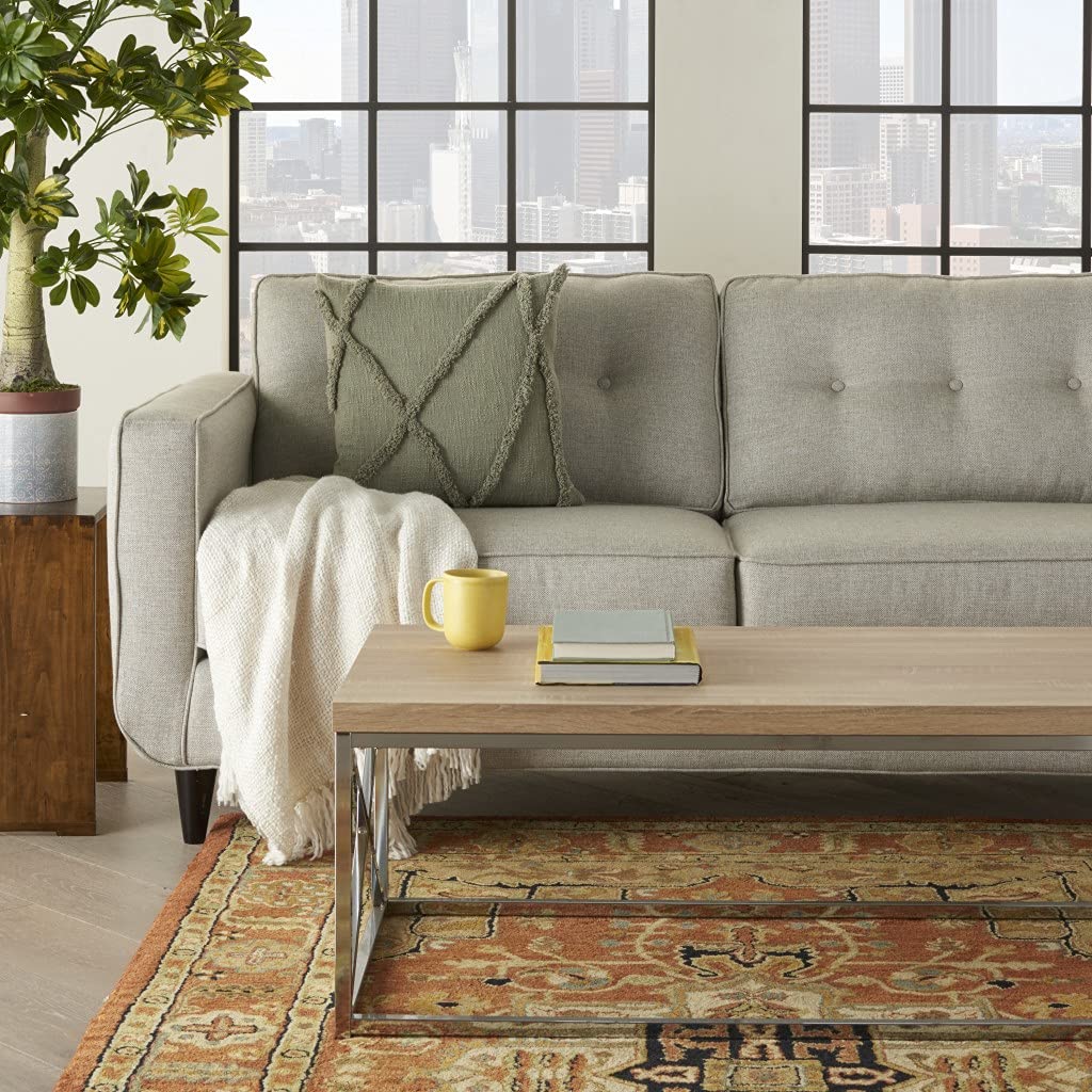 HomeRoots 100% Cotton Boho Chic Sage Textured Lines Throw Pillow