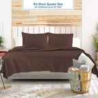Nestl Brown Rv Queen Sheets – Super Soft Rv Short Queen Sheets For Rv Camper, 4 Piece 1800 Microfiber Fitted Rv Sheets, Double Brushed Rv Bed Sheets Set, Camper Sheets And Pillowcases