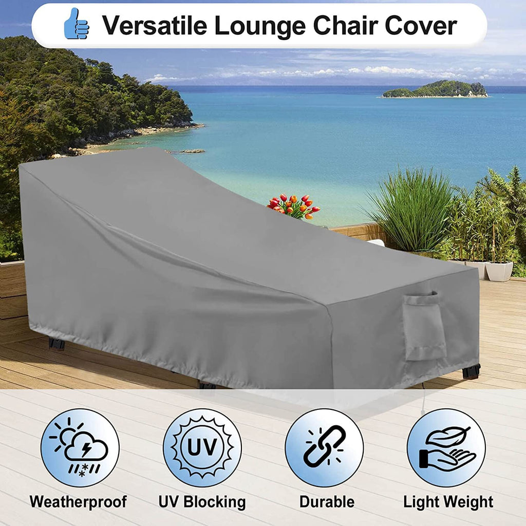 Outdoorlines Outdoor Waterproof Patio Chaise Lounge Chair Cover - Uv Resistant Lounger Covers Heavy Duty Weatherproof Patio Sofa Furniture Covers, 1 Pack, 68Wx30Dx30H Inches, Gray