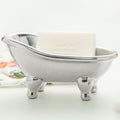 5.6 Ceramic Mini Bathtub Soap Dish Decortative Clawfoot Bathroom Soap Dish (Silver)