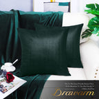 Brawarm Dark Green Leather Throw Pillows 22 X 22 Inches, Snake Leather Pillow Covers Pack Of 2, Faux Leather Decorative Pillow C