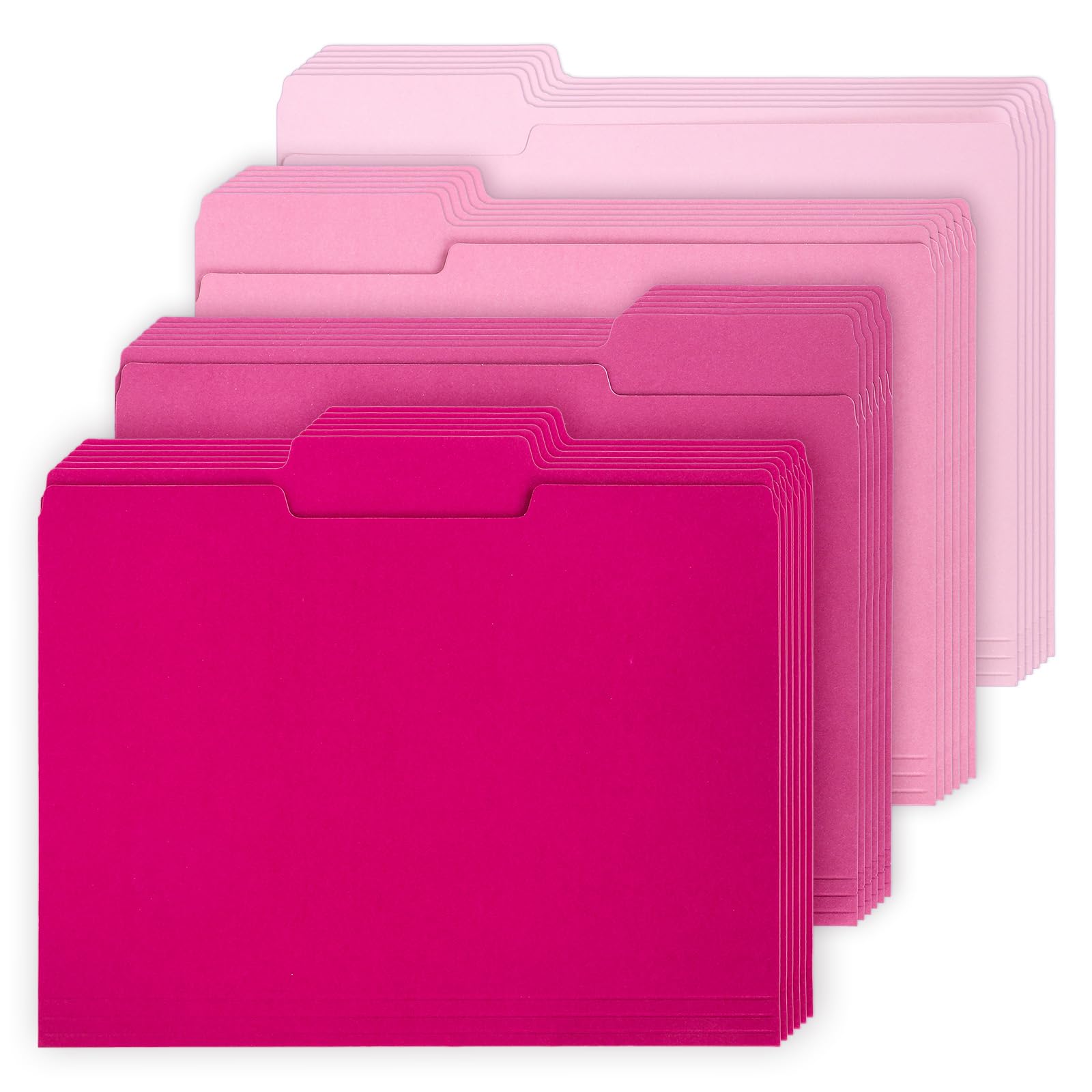 Whaline 24 Pack Hot Pink File Folders Letter Size 4 Colors Gradient Pink File Pockets With 1/3 Cut Tab For Home Office Classroom