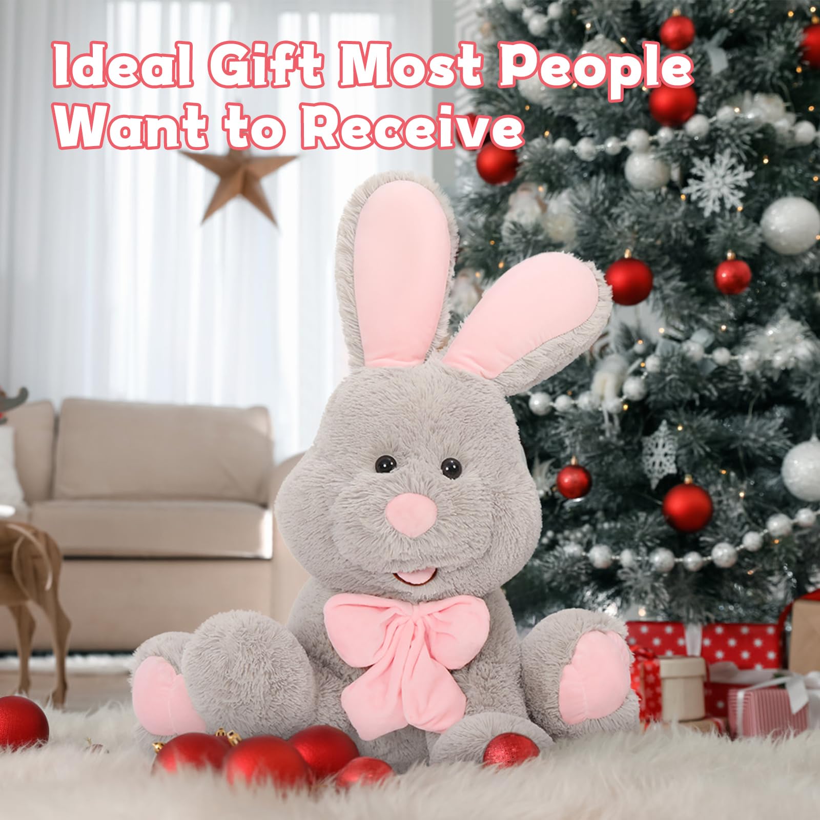 Lanmore Giant Bunny Stuffed Animal Easter Rabbit Toy Plush, Soft Animal Pillow For Boy Girl Girlfriend, For Easter Christmas Val
