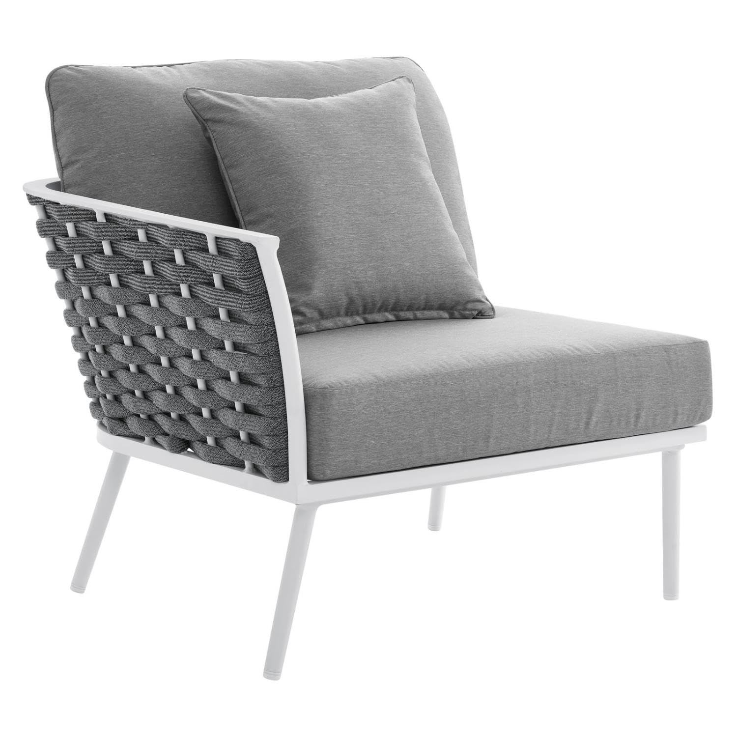 Modway Stance Modern Fabric & Aluminum Outdoor Left-Facing Armchair In Gray