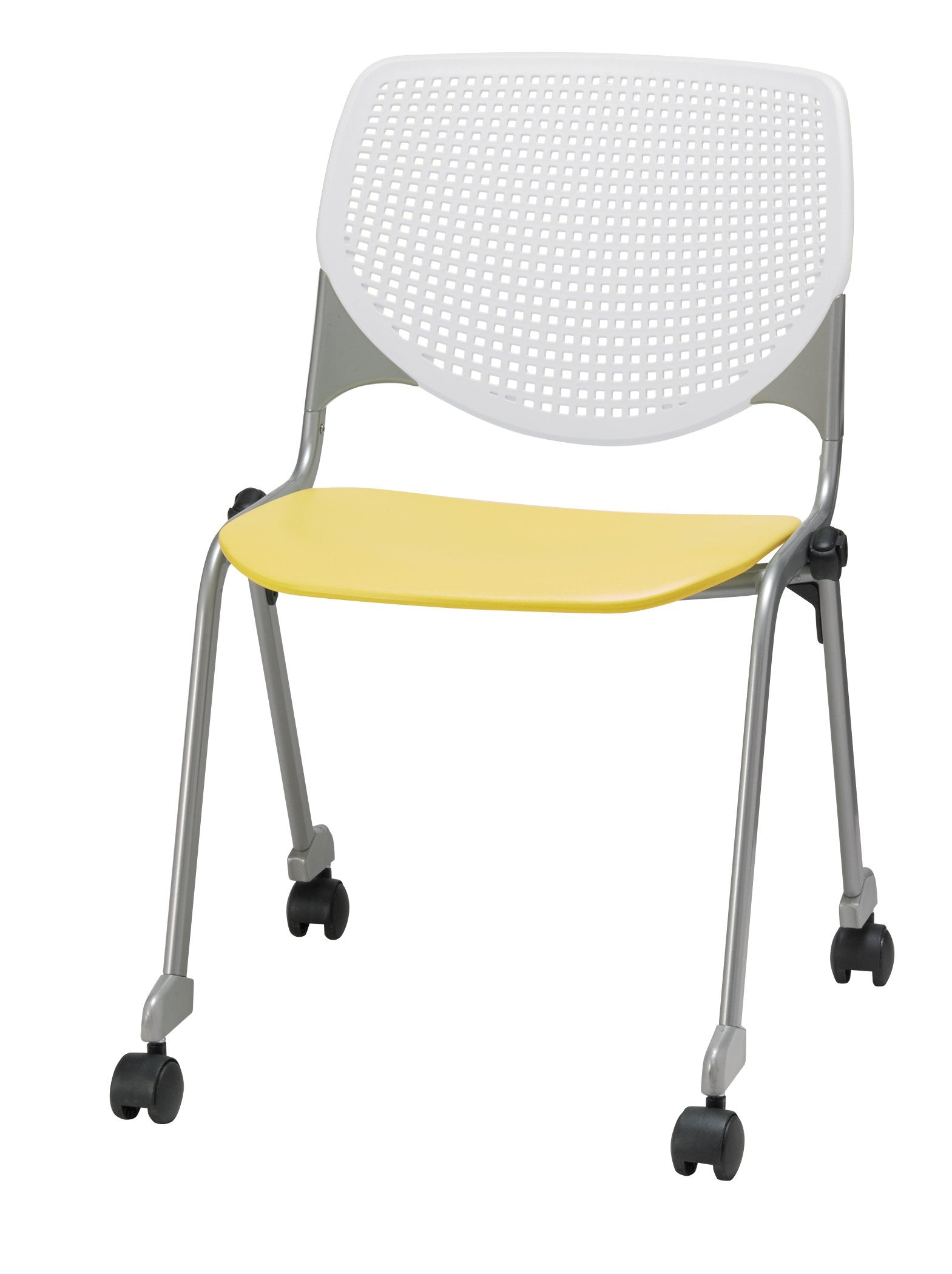 KFI Stacking Chair - Yellow, White - 1 Each