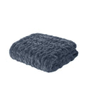 Madison Park Ruched Luxury Throw Premium Soft Cozy Brushed Long Faux Fur For Bed, Couch or Sofa, 50''x60'', Slate Blue