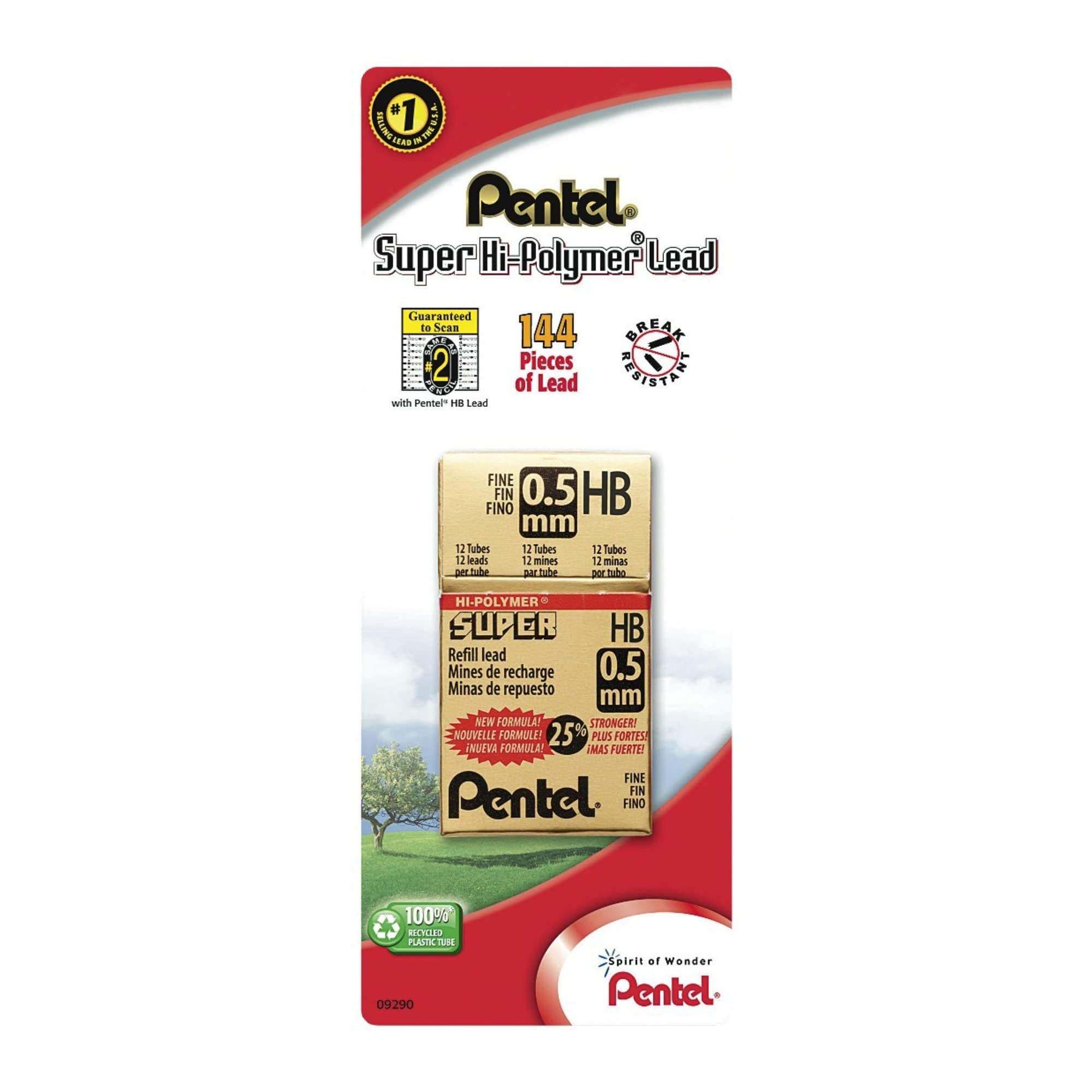 Pentel Super High-Polymer 0.5Mm Lead Size, 12 Pack (C505Bphb-K6)