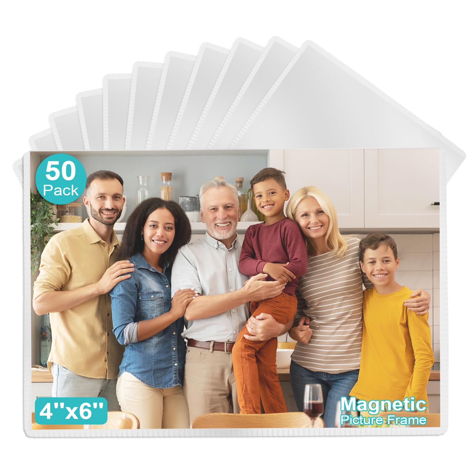 Magnetic Picture Frame, 50 Pack Magnetic Photo Frames for Refrigerator 4x6 Magnetic Frame Reusable, Refrigerator Magnets Picture