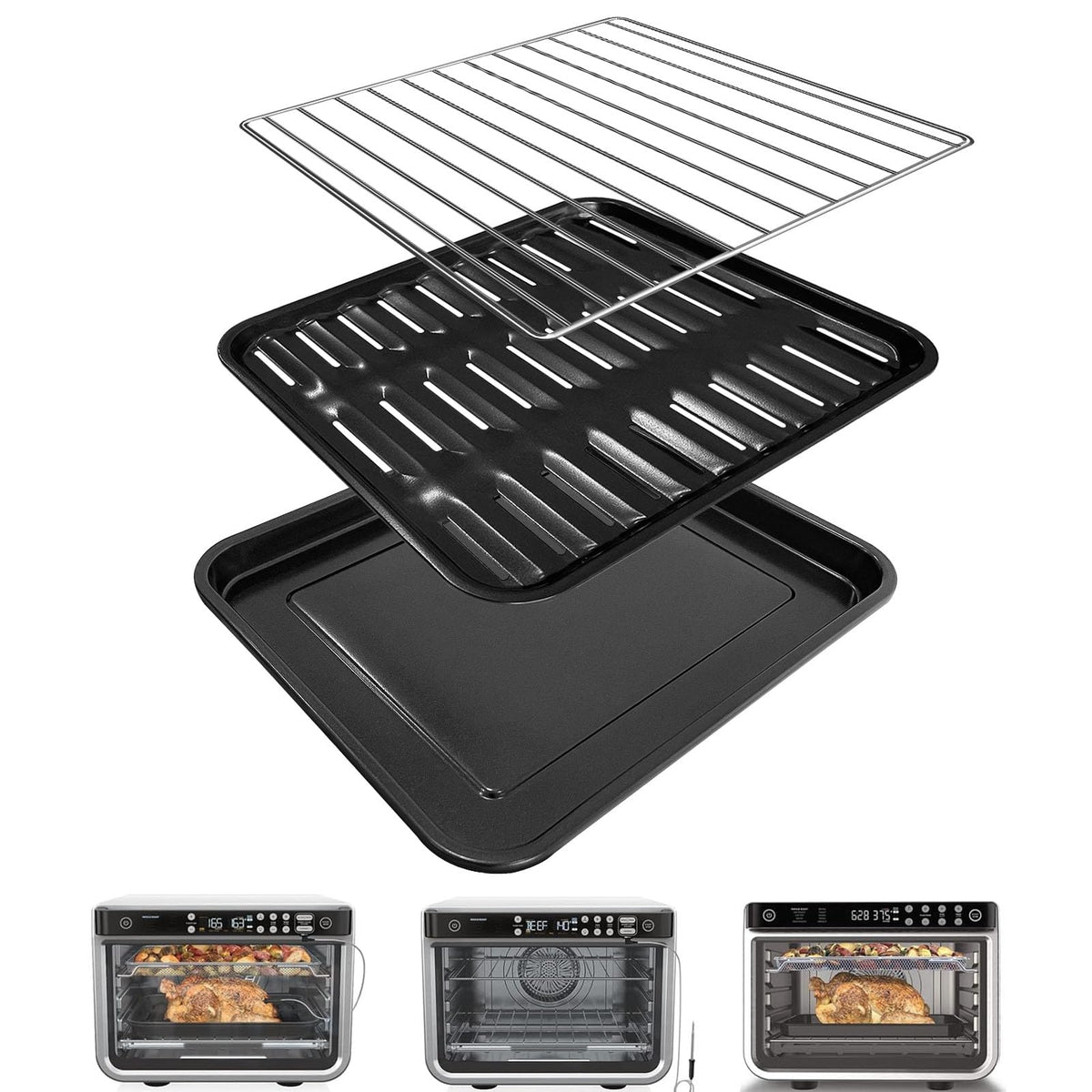 GWBSXM 3PCS Air Fryer Set for Ninja Foodi DT251 DT201 DT200 Digital Air Fryer Countertop Oven Accessories Sheet Pan, Roast Tray 