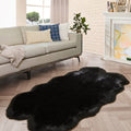 ORINOVA Black Shag Faux Fur 4x6 Area Rugs for Bedroom Washable Fuzzy Sheepskin Fur Rug for Living Room Nursery Rug