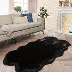 ORINOVA Black Shag Faux Fur 4x6 Area Rugs for Bedroom Washable Fuzzy Sheepskin Fur Rug for Living Room Nursery Rug