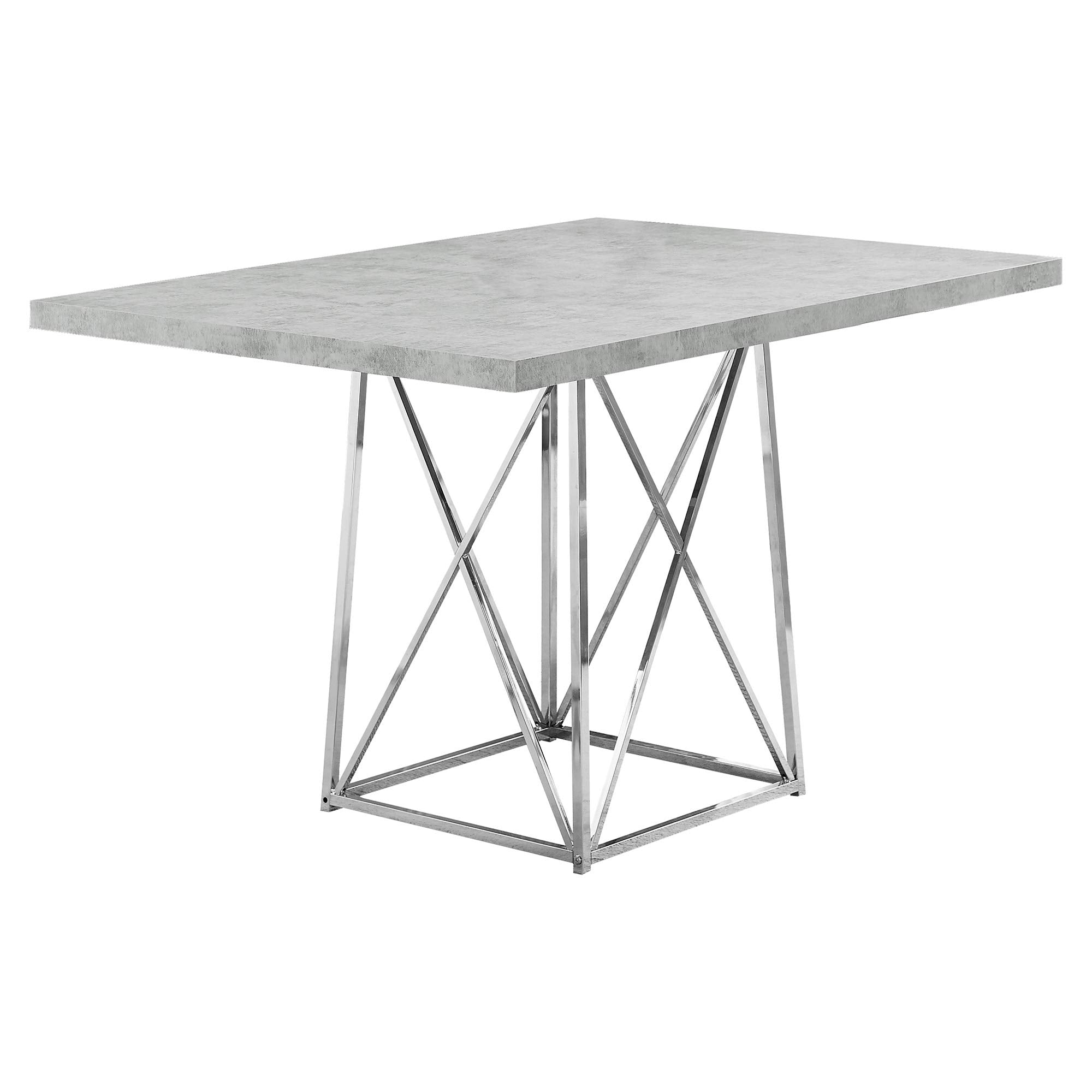 Monarch Specialties I Dining Table Metal Base, 36&quot; X 48&quot;, Grey Cement/Chrome