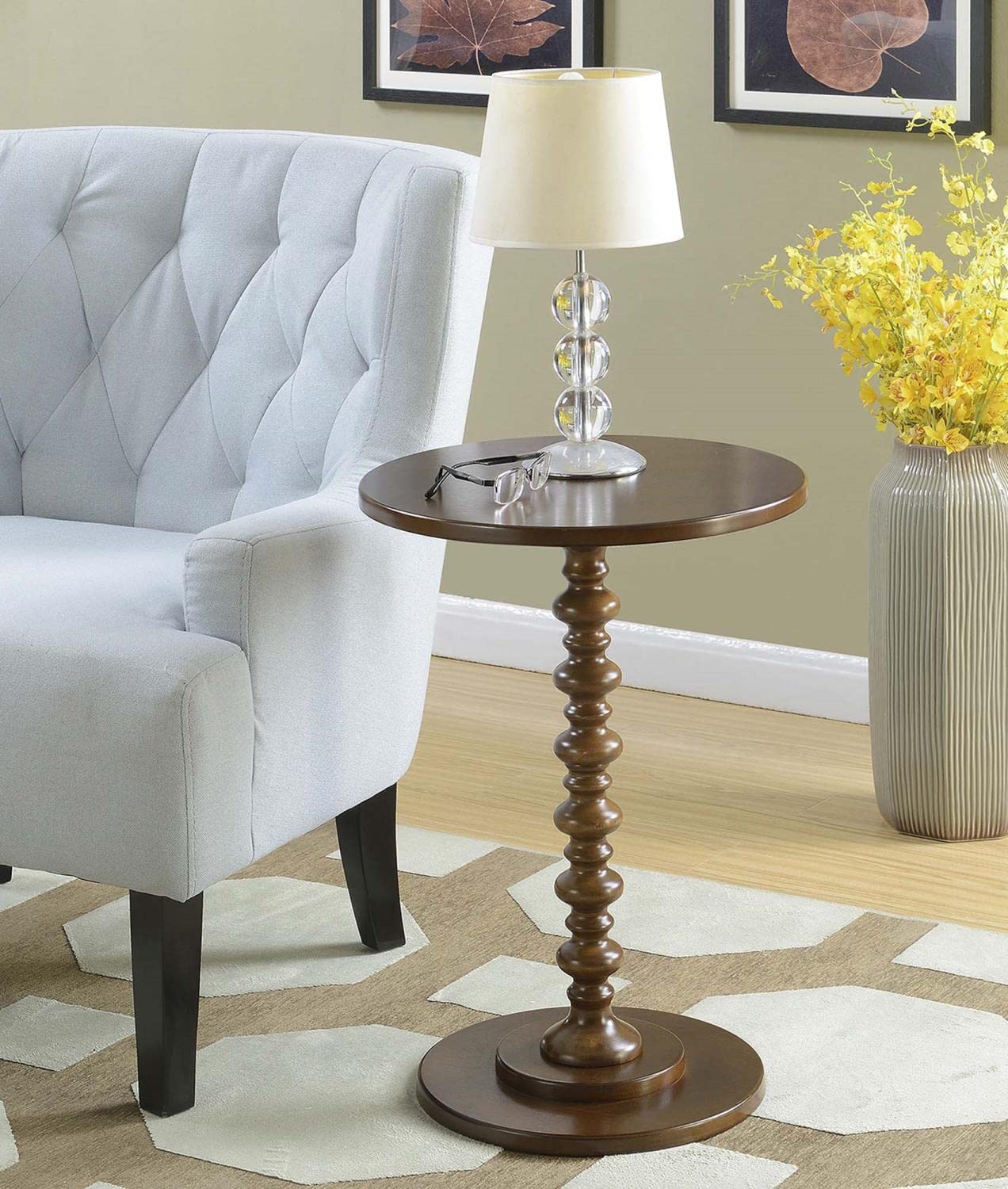 Convenience Concepts 131355ES Palm Beach Spindle Table, 17.75"L x 17.75"W x 24"H, Espresso