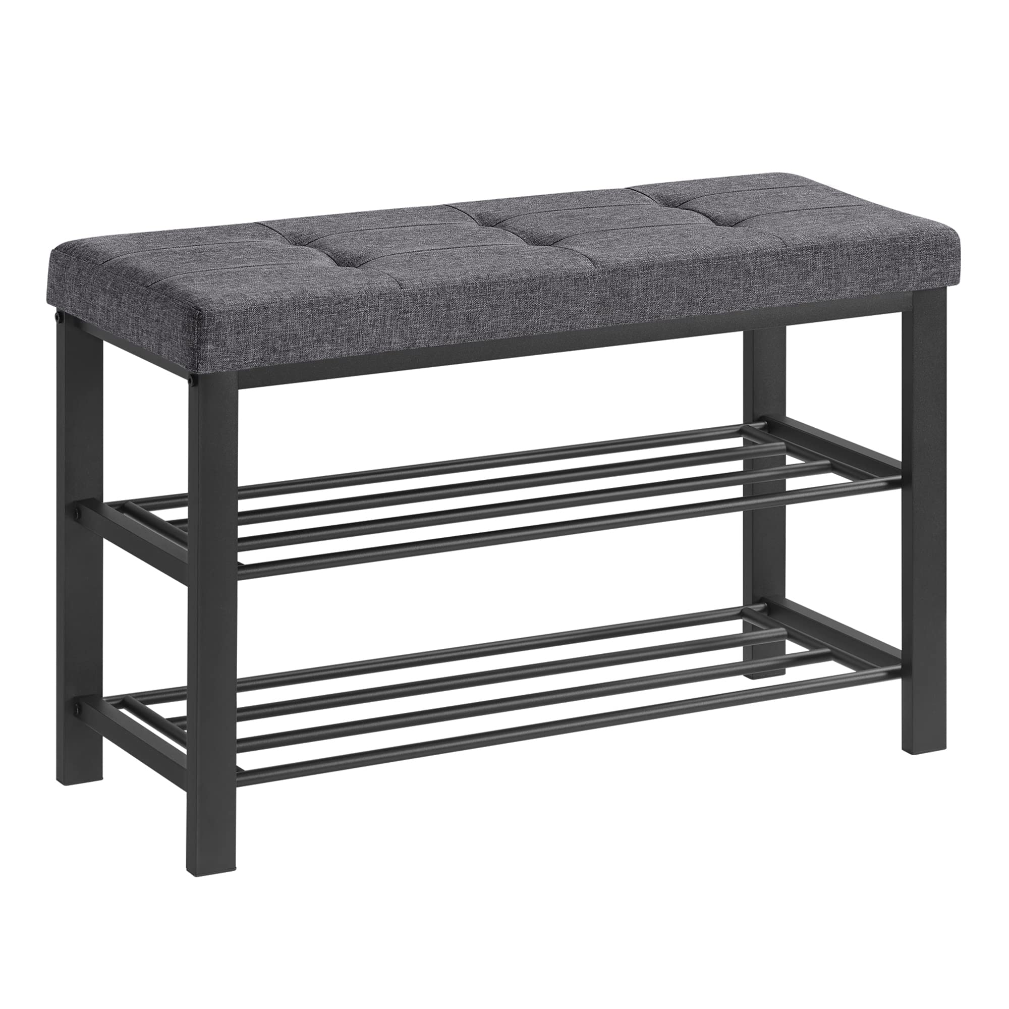Songmics Shoe Bench, Storage Bench, Entryway Bench With Cushion, Shoe Shelf With Seat, Space-Saving, Modern Style, For Living Room, Bedroom, Hallway, Dark Gray And Ink Black Ulbs57Gyz