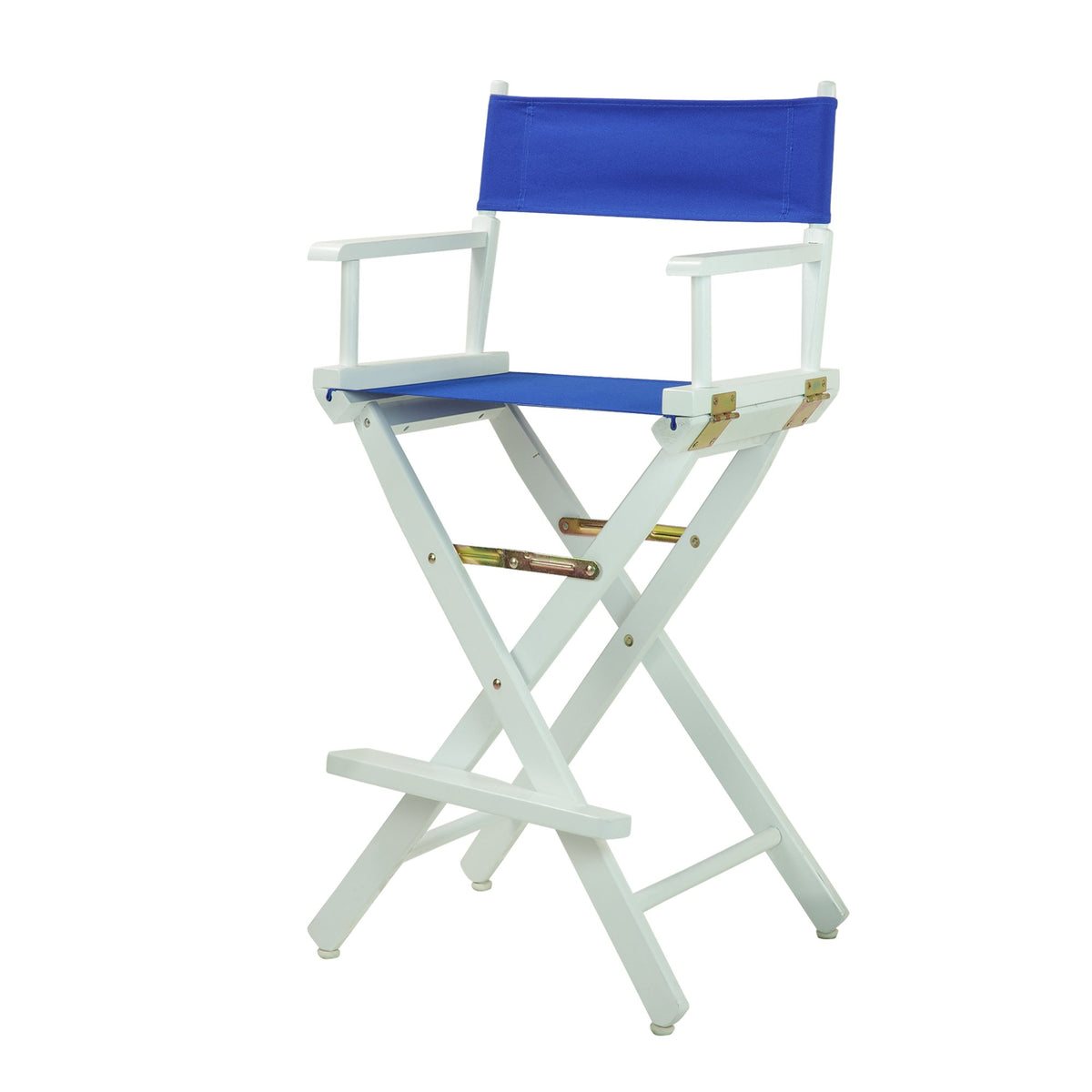 Casual Home Director'S Chair ,White Frame/Royal Blue Canvas,30&quot; - Bar Height