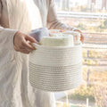Aliza Hand Woven Jute Rope Storage Basket, Laundry Basket Organizer for Toys, Clothes, Towels, Gifts Plant Pot Cover Storage Buc