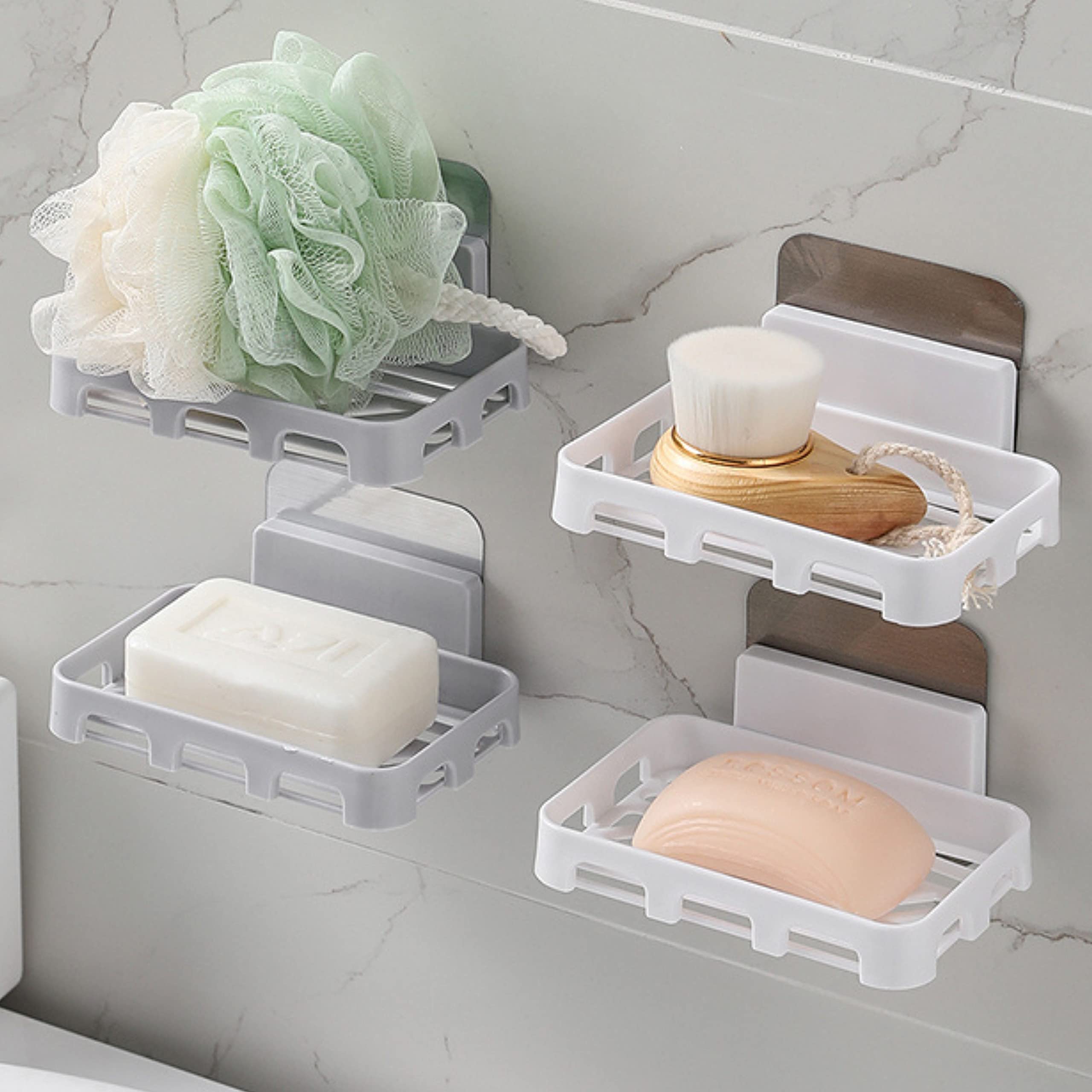 Soap Holder For Bathroom, Soap Case, Chillyfit 4 Pack Bathroom Accessories Sink Caddy Organizer, Bathroom Shelf And Bathroom Cab