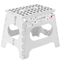 Casafield 11 Folding Step Stool with Handle, White - Portable Collapsible Small Plastic Foot Stool for Kids and Adults - Use in 