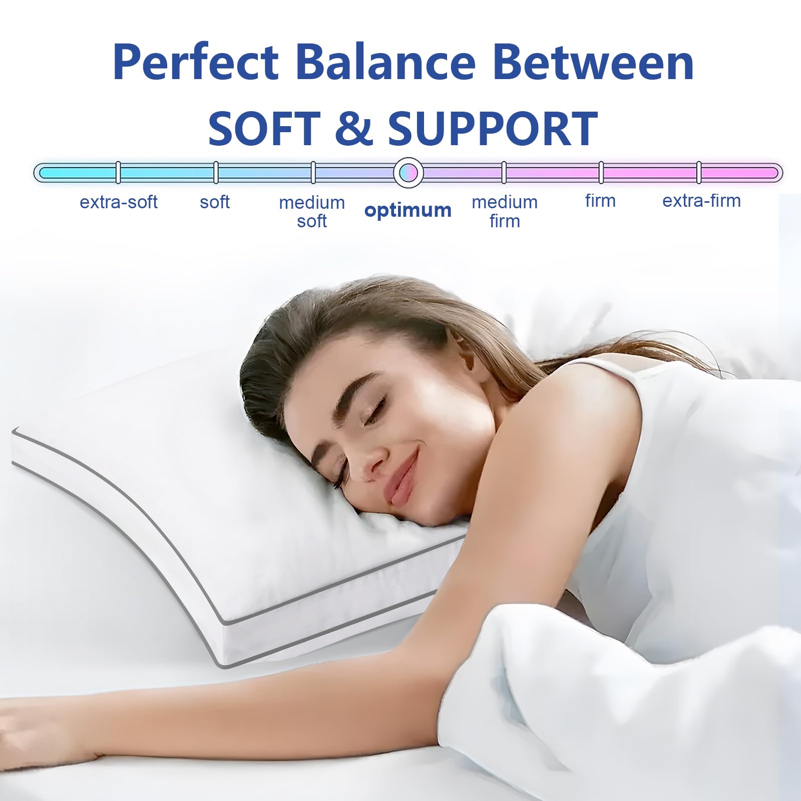 Premium Pillows Queen Size Set Of 2, Fluffy And Supportive 7D Down Alternative Bed Pillows, Luxury Soft Hotel Quality Gusseted P