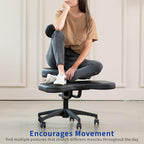 Vivo Ergonomic Mobile Cross Legged Desk Chair With Wheels, Home And Office, Flexible Kneeling Chair For Fidgeting, Adjustable Yoga Meditation Criss Cross Seat, Backrest, Black, Chair-Cl02B