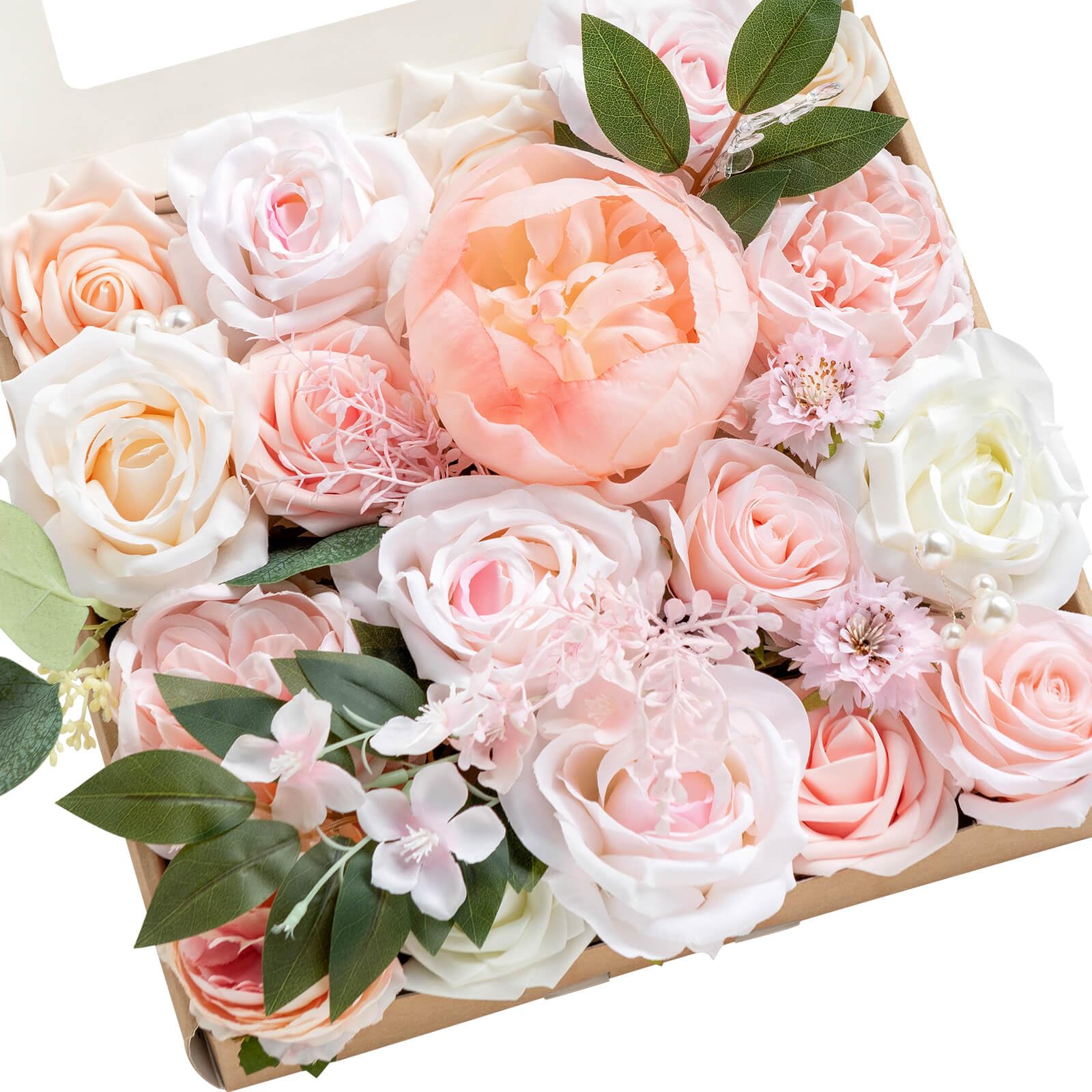 Lings Moment Blush Silk Artificial Flowers Combo for Wedding Bouquets Centerpieces Flower Arrangements Decorations Bridal Showe
