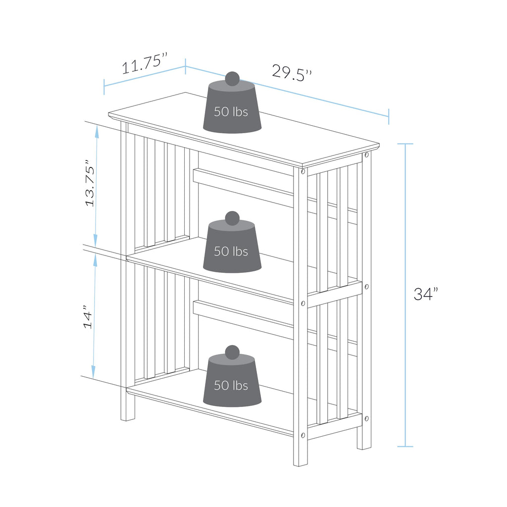 Casual Home Mission Style 3-Shelf Bookcase, Espresso