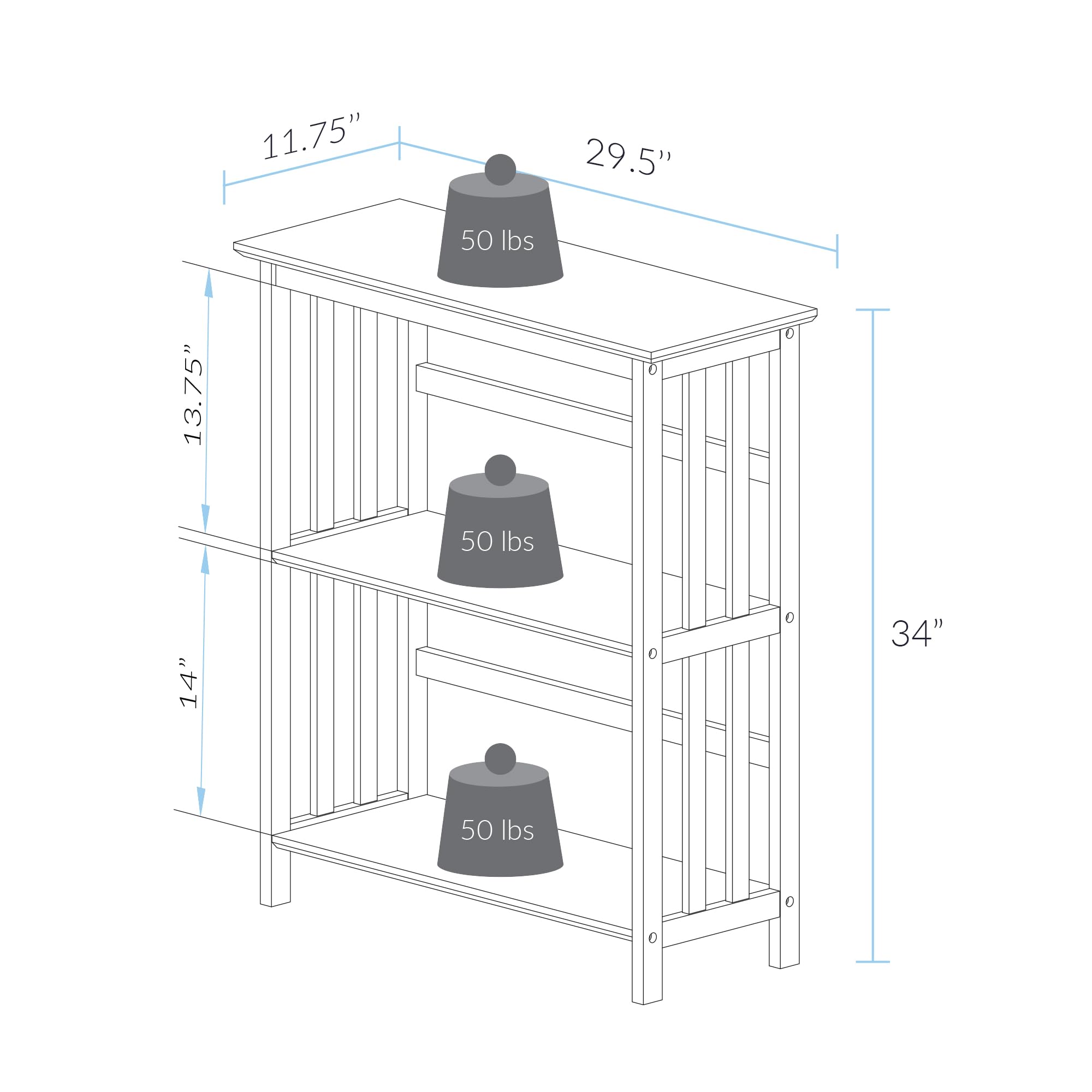 Casual Home Mission Style 3-Shelf Bookcase, Espresso