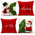 4Th Emotion Red Christmas Pillow Covers 16X16 Set Of 4 Farmhouse Christmas Decorations Snowman Wreath Santa Claus Tree Merry Chr