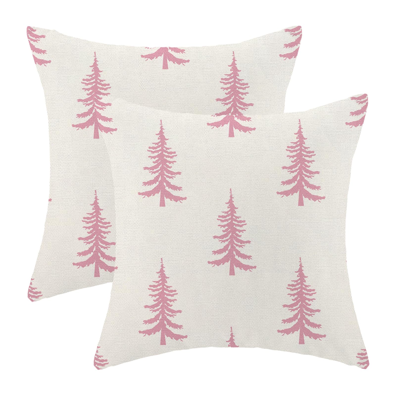 Cxmeifly Christmas Pillow Covers 20X20 Inch Set Of 2 Cream Pink Christmas Tree Decor Throw Pillows Winter Xmas Holiday Outdoor C