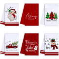 Oudain 6 Pcs Christmas Kitchen Towels Santa Christmas Hand Towels