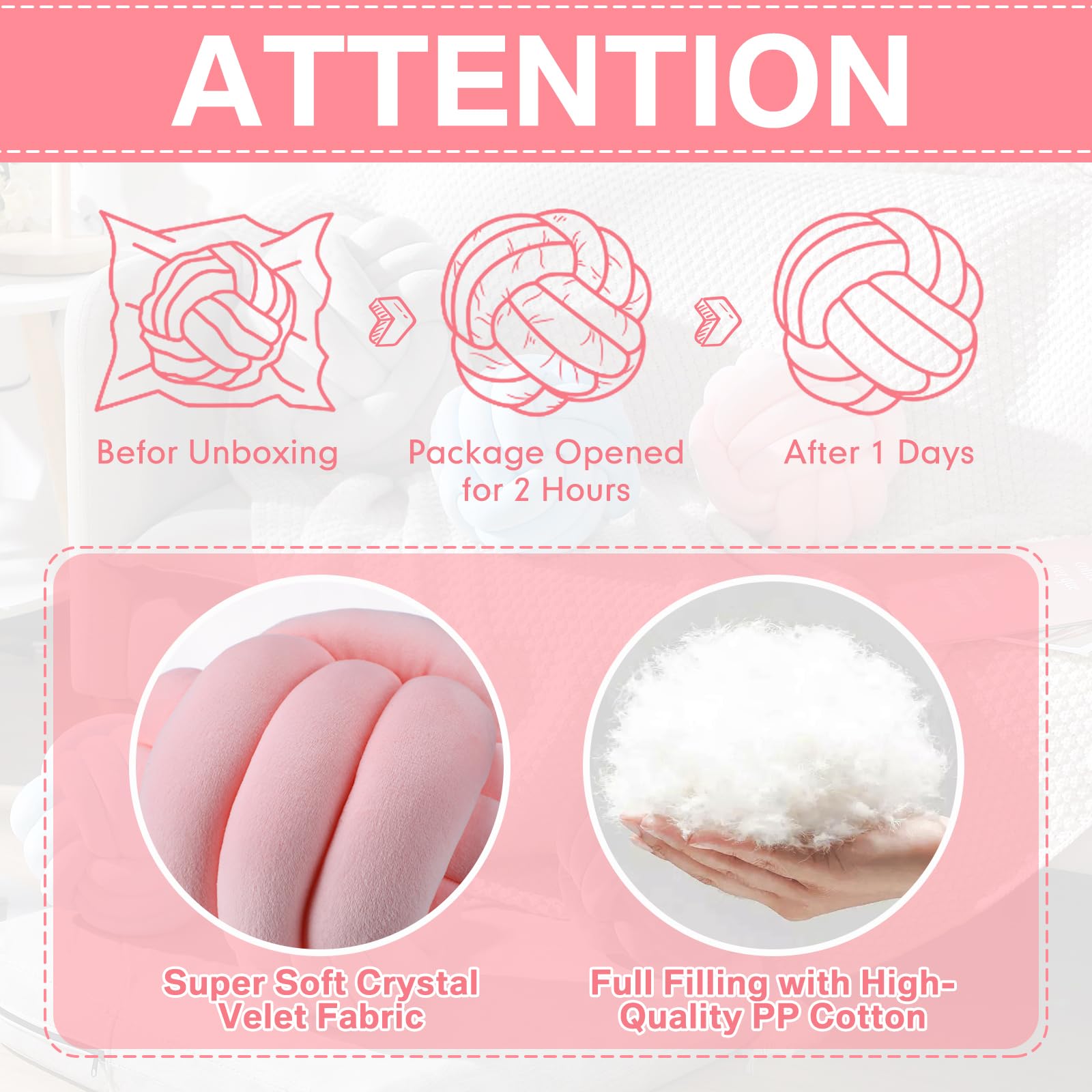 Namalu 2 Pieces Plush Knot Ball Pillows Decorative Round Throw Knotted Pillows Aesthetic Stuffed Pillows For Stress Relieving Be