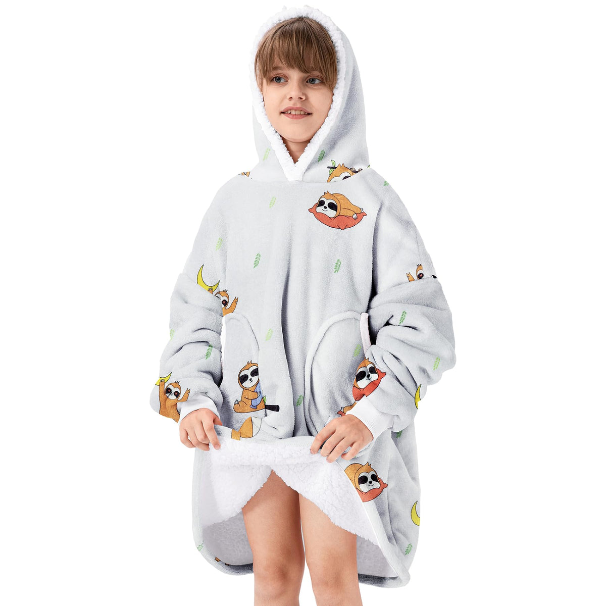Zando Wearable Blanket Kids Sloth Blanket Hoodie Comfy Blanket Hoodie Kids Oversized Blanket Hoodie Blanket Sweatshirt Sherpa Bl