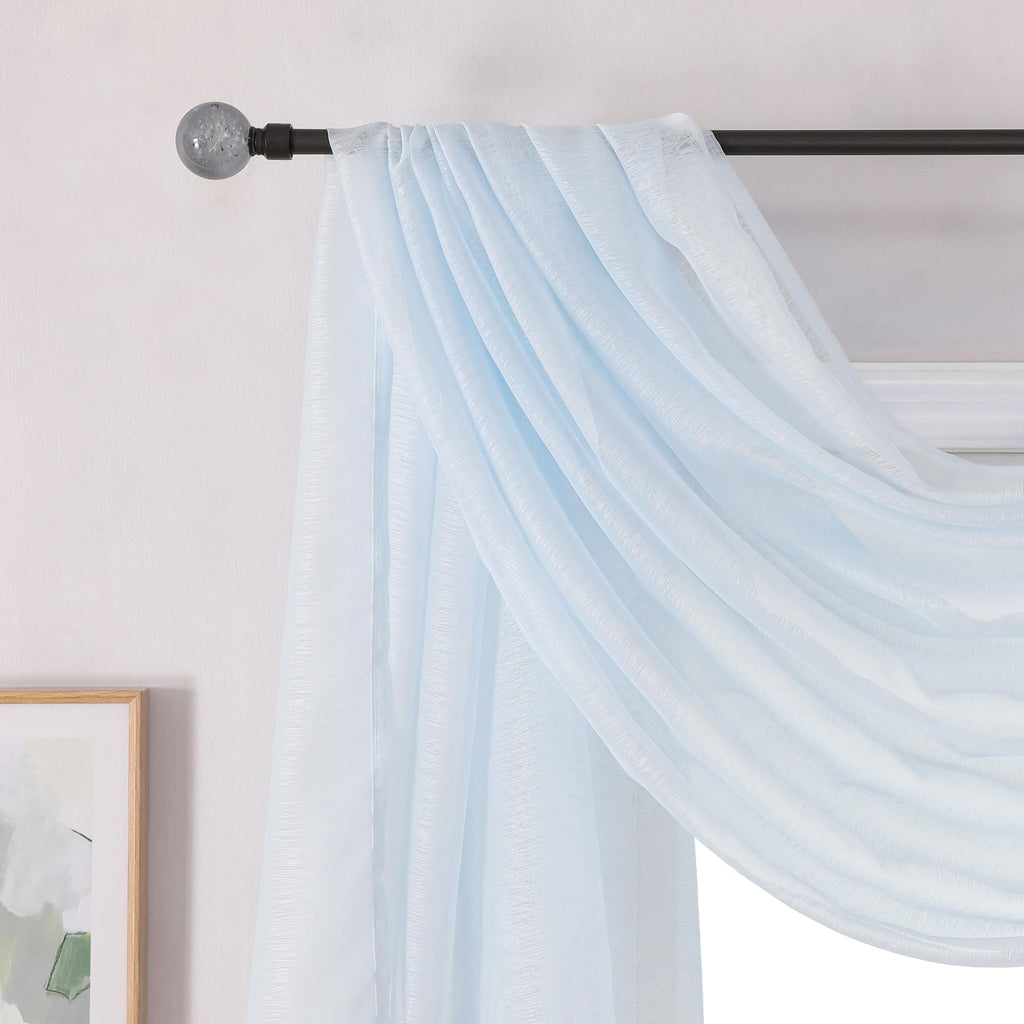 Donren Baby Blue 144 Inch Length Sheer Window Scarf - Perfect As Valance Scarves As Well As Bed Canopy Or Wedding Decoration. (W
