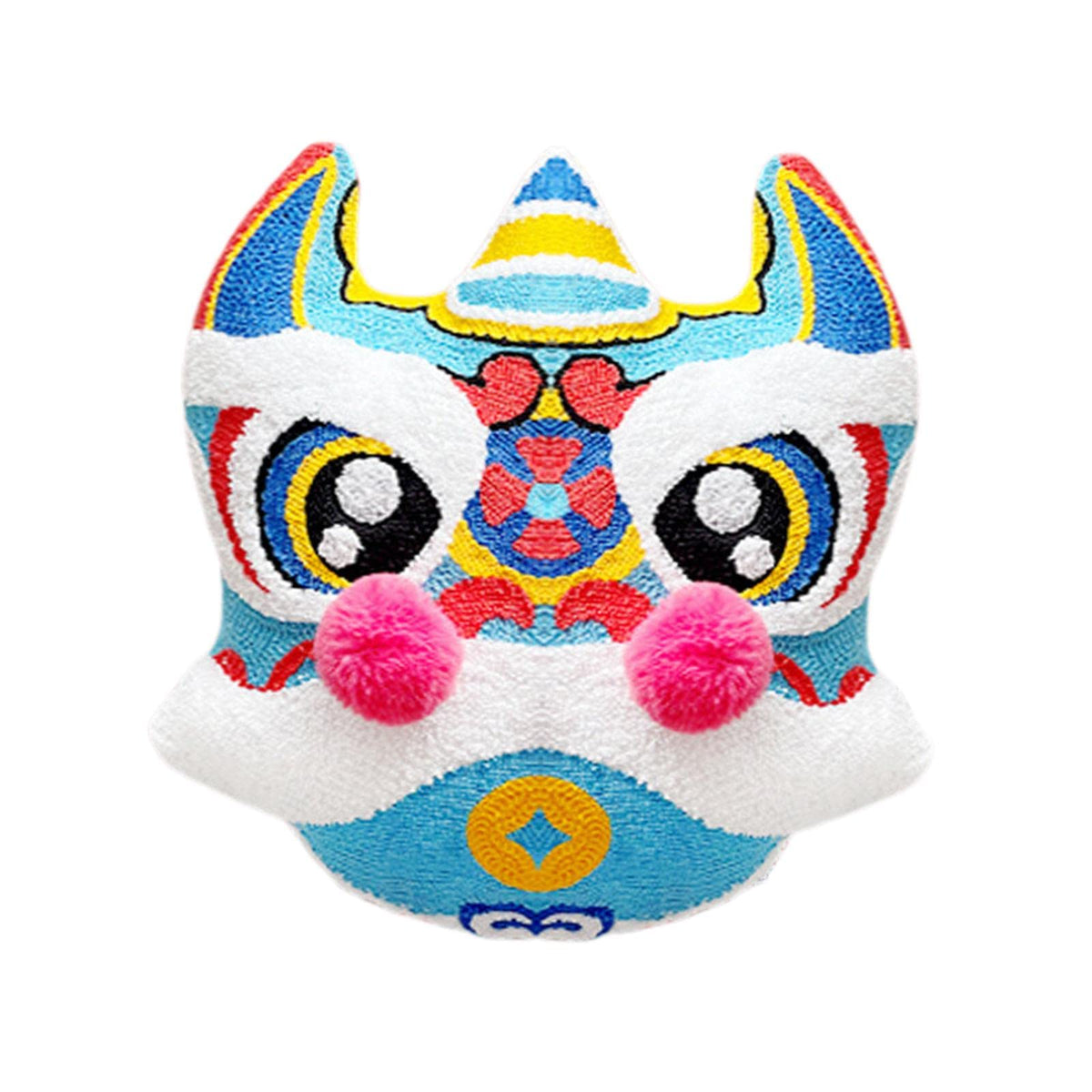 Ecomistiq Chinese New Year Pillow Cushion Cover 3D Embroidered Case For Holiday Lion Blue 42Cm | Pillows Home DCo