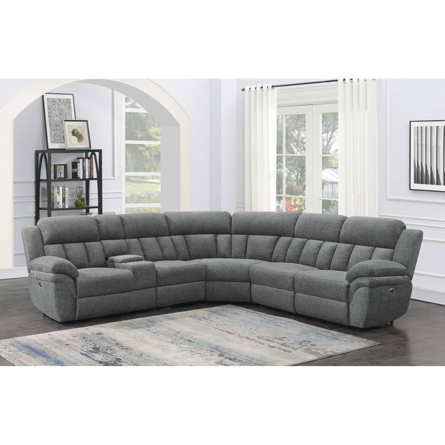 Coaster Home Furnishings Bahrain 6-Piece Upholstered Power Sectional Charcoal
