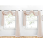 Nicetown 2 Panels Taupe Sheer Window Scarf Valances W60 X L216, Decorative Soft Voile Textured Diy Bed Canopy Curtains For Party/Wedding/Nursery