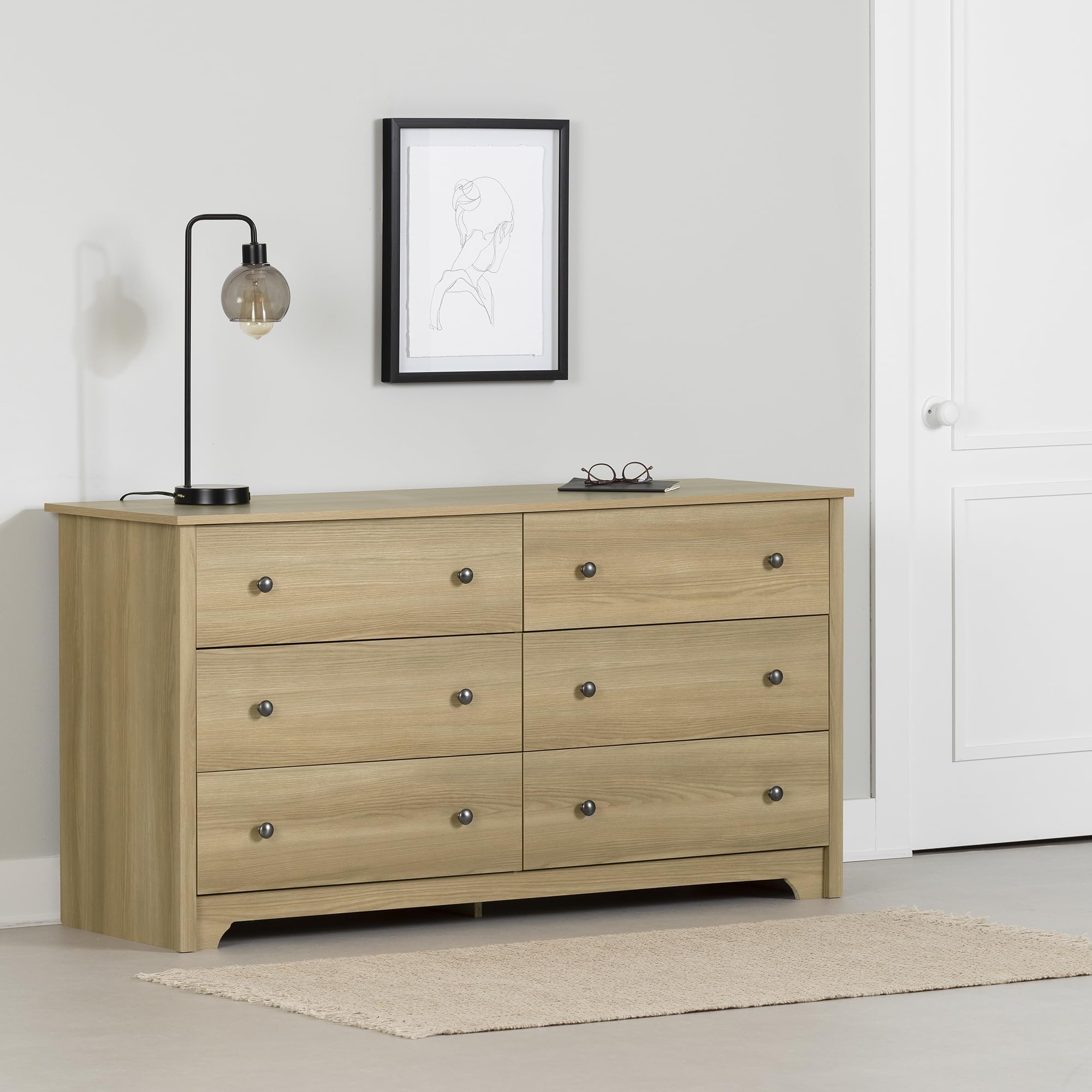 South Shore Vito 6-Drawer Dresser, Full, Natural Ash