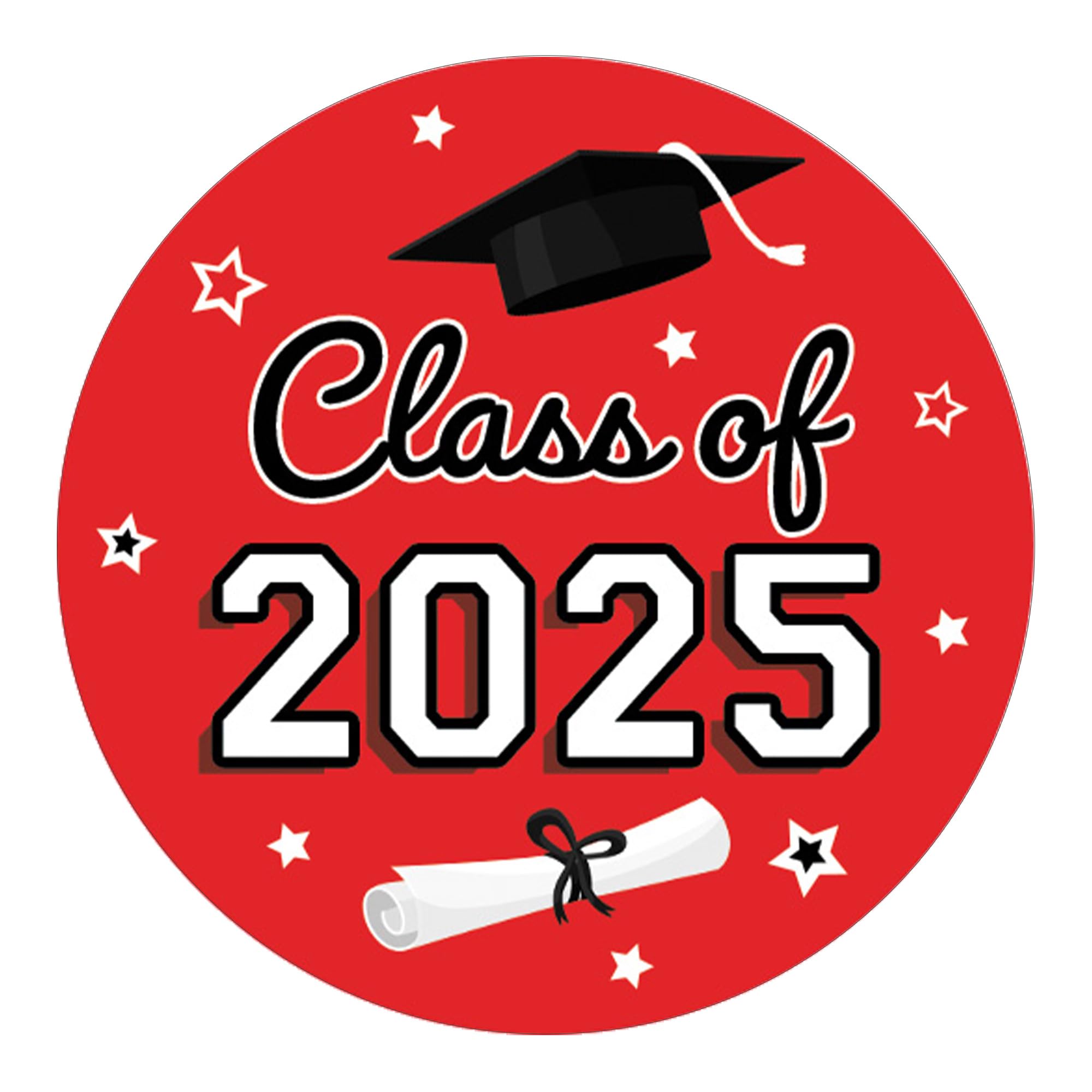 Red Graduation Party Favors Stickers, Class Of 2025 Graduation Envelope Seals, Candy Stickers - 40 Count